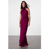 Trendyol Plum Rose Detailed Woven Long Evening Dress & Graduation Dress | ePonuda.com