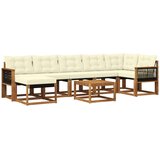 vidaXL Zunanja garnitura za sedenje z blazino 8 pcs Naravna in smetana, (5000282494) | Shoptok.si