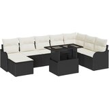 vidaXL 9 Komadni Vrtni Sofa Set s Jastučićima Crni Poli Ratan, 2-sjedalni Vrtni Sofa s Skladištem i Jastučićima Crni Poli Ratan Cijene