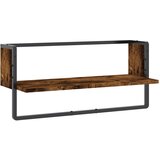  Zidna polica s prečkom dimljena boja hrasta 65x25x30 cm | shoptok.hr