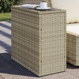 vidaXL Vrtna miza z leseno mizno ploščo siva 58x27,5x55 cm poli ratan | Shoptok.si