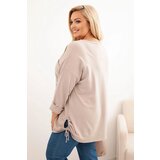 Kesi Włoski Women's Plus Size cotton blouse with tree print beige | shoptok.hr