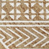 vidaXL Preproga iz jute z belim potiskom ročno izdelana 150 cm | Shoptok.si