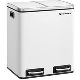 Songmics Kuhinjski koš, jeklen koš za smeti 2 x 15 l, stopničasti koš z notranjimi vedri in ročaji, mehko zapiranje, absorber vonjav, bela LTB30WT, (21157968) | Shoptok.si