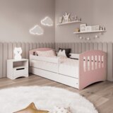 Classic Drveni dječji krevet s ladicom - svijetlo rozi - 180*80cm | shoptok.hr