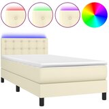 vidaXL Krevet box spring s madracem LED krem 80x200 cm od umjetne kože - Krema 80 x 200 cm gumbi | shoptok.hr