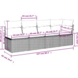  Vrtni kauč s jastukom Siva 227 x 62 x 69 cm poliratan | shoptok.hr