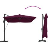  Suncobran s nosačem Roma s LED svjetlima Bordeaux crvena 352x251x265 cm Aluminij | shoptok.hr