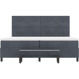  Posteljni mehanizem s posteljnino in klopjo temno siva 200x200 cm žamet | Shoptok.si