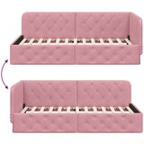 vidaXL Kotna postelja z vzglavjem Roza 100 x 200 cm Žamet | Shoptok.si