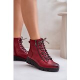 Boto PE2 Light Warm Women's Ankle Boots On Platform And Wedge Burgundy Savindria | Shoptok.si