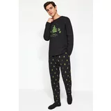 Trendyol Men's Black Regular Fit Knitted Pajamas Set