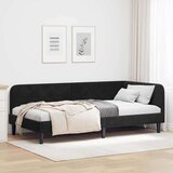 vidaXL Kotna postelja z vzglavjem Črna 90 x 190 cm Žamet | Shoptok.si