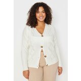 Trendyol Curve Plus Size Cardigan - White - Relaxed fit Cene