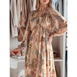 DStreet Sukienka one size midi w kwiatki LILOVIE beżowa | Shoptok.si