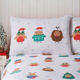 Catherine Lansfield Rdeča/bela podaljšana posteljnina za zakonsko posteljo 230x220 cm Party Robins – | Shoptok.si