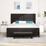 Box spring krevet s madracem i klupom crni 180x200 cm baršun | shoptok.hr