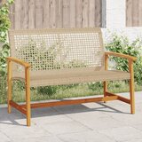  Vrtna klupa bež 112 cm od poliratana i bagremovog drva | shoptok.hr