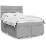 vidaXL Box spring postelja z vzmetnico svetlo siva 140x200 cm blago | Shoptok.si