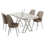 Hanah home vals - white, chrome, cappuccino whitechromecappuccino dining table & chairs set (5 pieces) | Eponuda.com