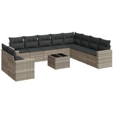 vidaXL Vrtna sedežna garnitura 11-delna z blazinami sv. siv poli ratan, (21411161) | Shoptok.si