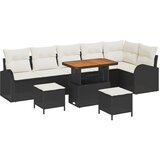 vidaXL set vrtnih sofa od 9 dijelova s jastučićima crni poli ratan akacija, dvosedna vrtna sofa s pohranom i jastučićima crni poli ratan, set vrtne blagovaonice od 3 dijela s jastučićima crni poli ratan akacija Cijene