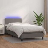  Box spring postelja z vzmetnico LED siva 90x200 cm umetno usnje, (20723504) Cene