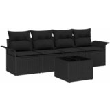 vidaXL Vrtna sedežna garnitura z blazino 5 pcs Črna poli ratan, (5000135086) | Shoptok.si