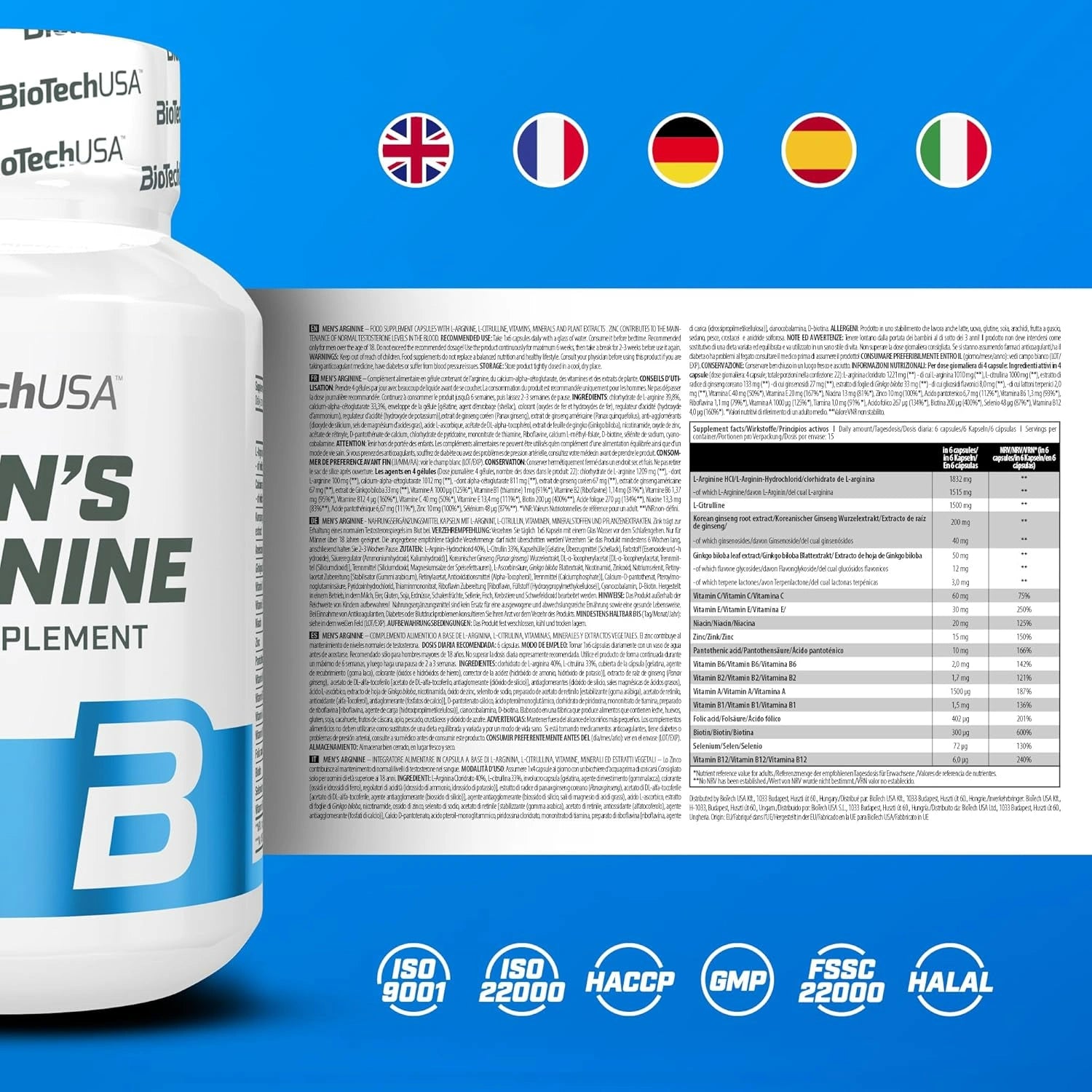 BioTech USA BioTechUSA Men’s Arginine – Kompleks sa argininom, AKG i vitaminima za muškarce | Eponuda.com