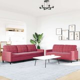 vidaXL sedežna garnitura 2-delna z blazinami vinsko rdeč žamet, (21255967) | Shoptok.si