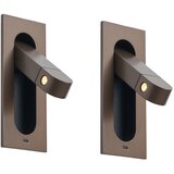 QAZQA Set van 2 moderne wandlampen donkerbrons incl. LED en USB-C poort - Hilton Cene