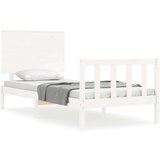  Posteljni okvir z vzglavjem bel 100x200 cm trden les | Shoptok.si