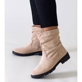  Beige gathered ankle boots made of eco-suede Hinda | shoptok.hr