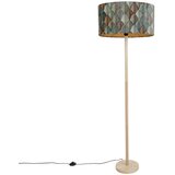 QAZQA Vloerlamp hout met ovale velours kap blad design 50cm - Mels | Shoptok.si