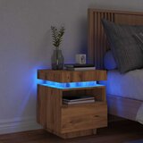 vidaXL Noćni ormarić s LED svjetlima Artisan hrast 40x39x48,5 cm Cijene