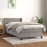 Box spring krevet s madracem svjetlosivi 80 x 200 cm baršunasti | shoptok.hr