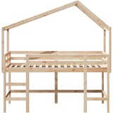  Krevet na kat s ljestvama i krovom 90x190 cm od borovine | shoptok.hr