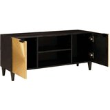 vidaXL TV ormar Crna i zlatna 105 x 33 x 46 cm masivno drvo manga | shoptok.hr