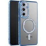 AVIZAR Diamantno ohišje za Samsung Galaxy S25 MagSafe Obris Strass, Modra, (5000013399) | Shoptok.si