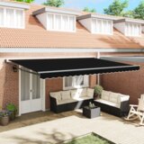 vidaXL Ročna retraktibilna tenda Črna 500x300 cm, Tenda zamenjava tkanine za okvir 5x3 m Črna | Shoptok.si
