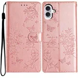 Eleganten etui ovitek za Samsung iPhone 16, Metulji, Pink