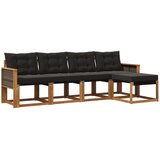 vidaXL Zunanja garnitura za sedenje z blazino 5 pcs Naravna in črna, (5000273614) | Shoptok.si