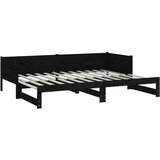  Dnevni ležaj na izvlačenje crni 2x (80x200) cm masivna borovina | shoptok.hr