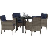 vidaXL Vrtni set za objed s jastukom 5 pcs Siva poliratan - 4 sjedala 80 cm | shoptok.hr