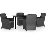  5-dijelni vrtni blagovaonski set s jastucima crni | shoptok.hr