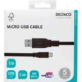 Deltaco Kabel USB-A 2.0 - USB Micro-B, 5-pinski, 1m, ČRNI | Shoptok.si