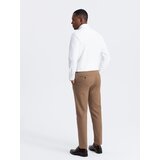 Ombre Men's classic cut chino pants with fine texture - brown | shoptok.hr
