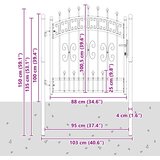  Kapija s vrhom u obliku koplja KAMPEN 103 x 100 cm Čelik Siva | shoptok.hr
