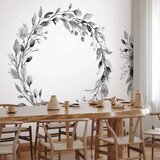  Foto tapeta - Romantic wreath - grey plant motif with leaves with rose pattern 450x315 | shoptok.hr