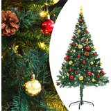  Umjetno osvijetljeno božićno drvce s kuglicama zeleno 150 cm | shoptok.hr